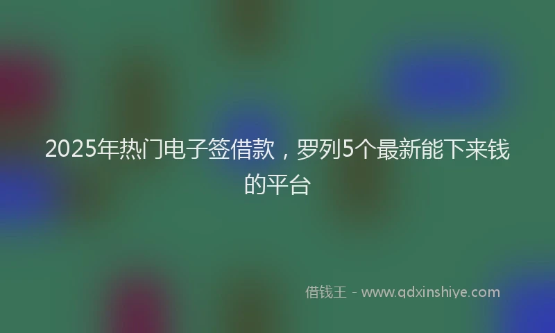 2025年热门电子签借款，罗列5个最新能下来钱的平台