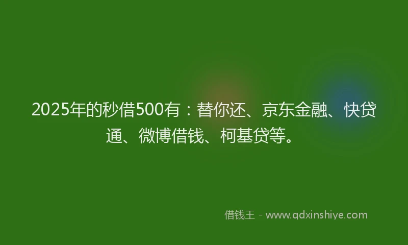 2025年的秒借500有：替你还、京东金融、快贷通、微博借钱、柯基贷等。
