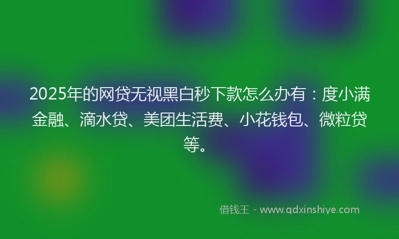 2025年的网贷无视黑白秒下款怎么办有：度小满金融、滴水贷、美团生活费、小花钱包、微粒贷等。