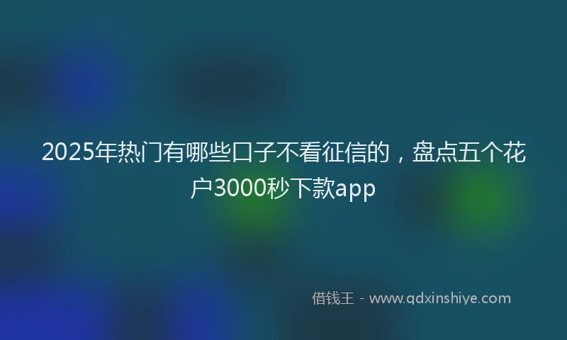 2025年热门有哪些口子不看征信的，盘点五个花户3000秒下款app