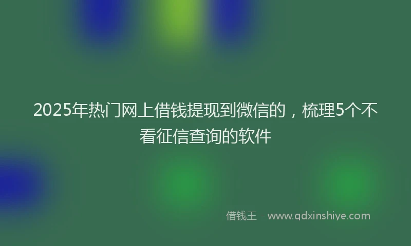 2025年热门网上借钱提现到微信的，梳理5个不看征信查询的软件