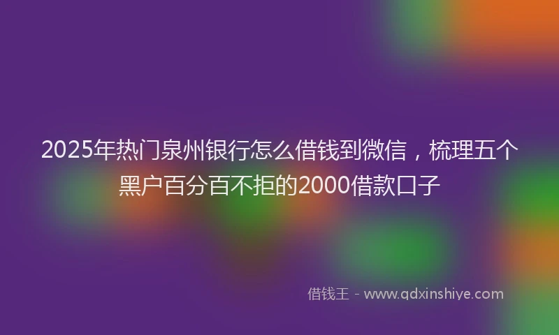 2025年热门泉州银行怎么借钱到微信，梳理五个黑户百分百不拒的2000借款口子