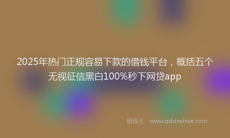 2025年热门正规容易下款的借钱平台，概括五个无视征信黑白100%秒下网贷app