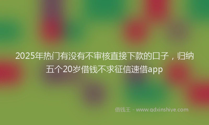 2025年热门有没有不审核直接下款的口子，归纳五个20岁借钱不求征信速借app