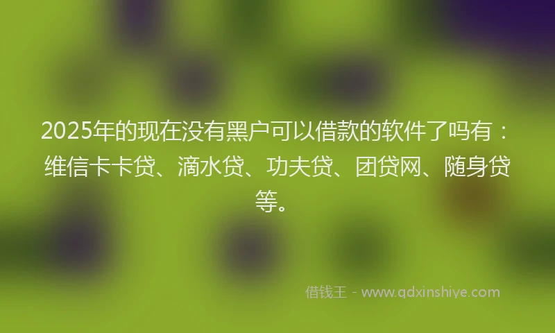2025年的现在没有黑户可以借款的软件了吗有：维信卡卡贷、滴水贷、功夫贷、团贷网、随身贷等。
