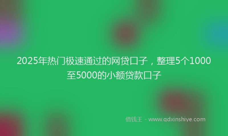 2025年热门极速通过的网贷口子，整理5个1000至5000的小额贷款口子