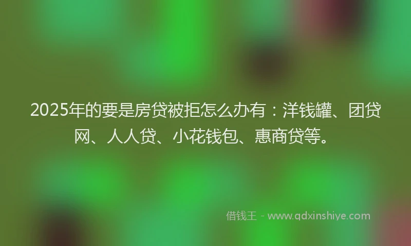 2025年的要是房贷被拒怎么办有：洋钱罐、团贷网、人人贷、小花钱包、惠商贷等。