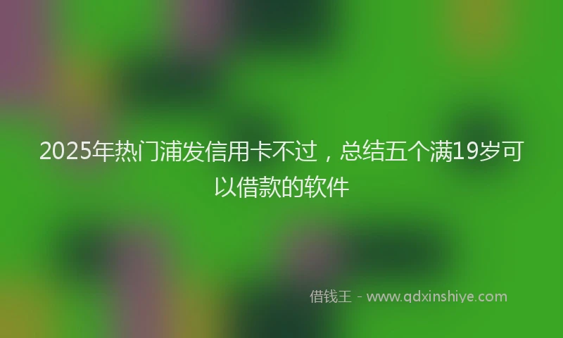 2025年热门浦发信用卡不过，总结五个满19岁可以借款的软件