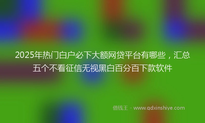 2025年热门白户必下大额网贷平台有哪些，汇总五个不看征信无视黑白百分百下款软件