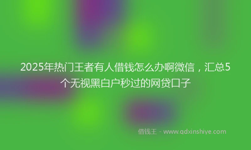 2025年热门王者有人借钱怎么办啊微信，汇总5个无视黑白户秒过的网贷口子