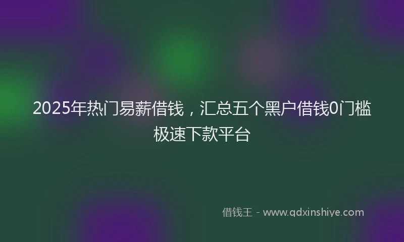2025年热门易薪借钱，汇总五个黑户借钱0门槛极速下款平台