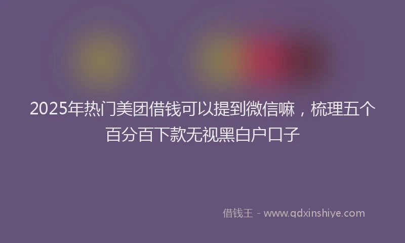 2025年热门美团借钱可以提到微信嘛，梳理五个百分百下款无视黑白户口子