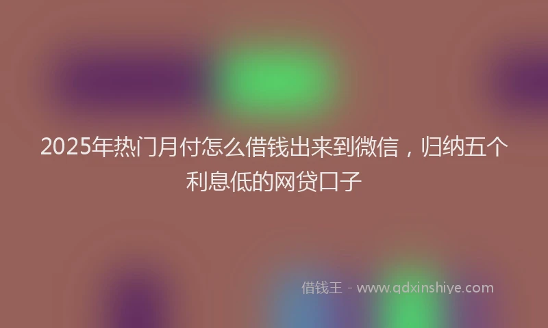 2025年热门月付怎么借钱出来到微信，归纳五个利息低的网贷口子