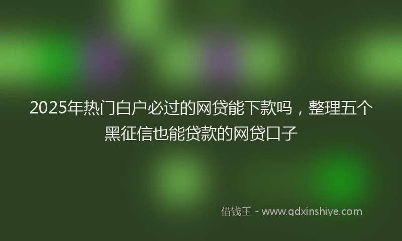 2025年热门白户必过的网贷能下款吗，整理五个黑征信也能贷款的网贷口子