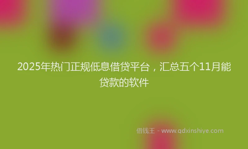 2025年热门正规低息借贷平台，汇总五个11月能贷款的软件