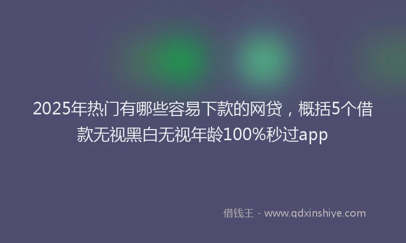 2025年热门有哪些容易下款的网贷，概括5个借款无视黑白无视年龄100%秒过app