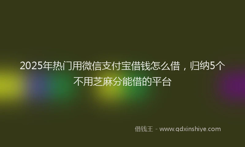 2025年热门用微信支付宝借钱怎么借，归纳5个不用芝麻分能借的平台