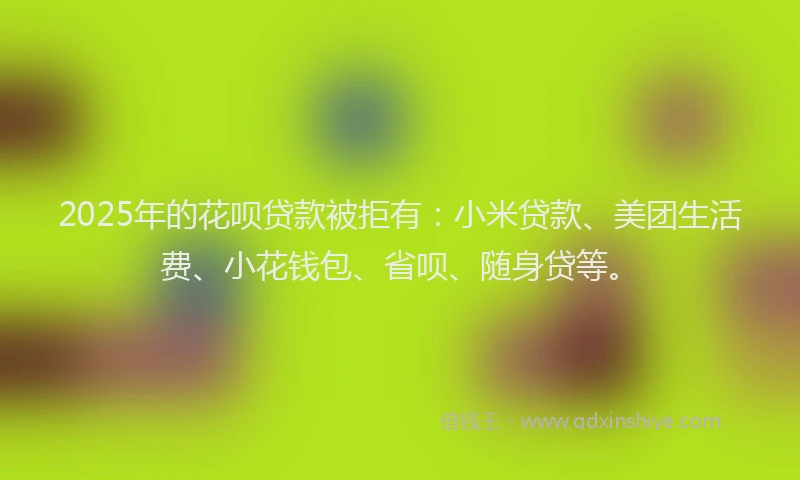 2025年的花呗贷款被拒有：小米贷款、美团生活费、小花钱包、省呗、随身贷等。