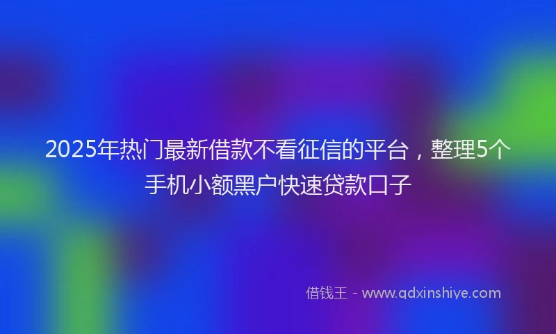 2025年热门最新借款不看征信的平台，整理5个手机小额黑户快速贷款口子