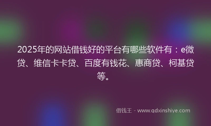 2025年的网站借钱好的平台有哪些软件有：e微贷、维信卡卡贷、百度有钱花、惠商贷、柯基贷等。