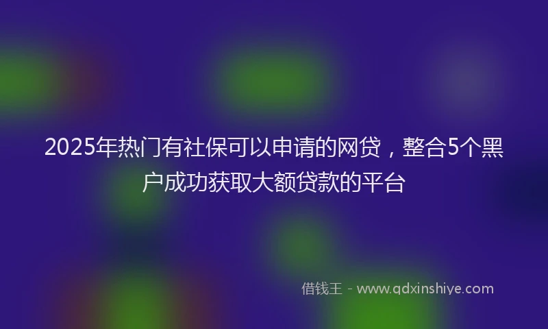 2025年热门有社保可以申请的网贷，整合5个黑户成功获取大额贷款的平台