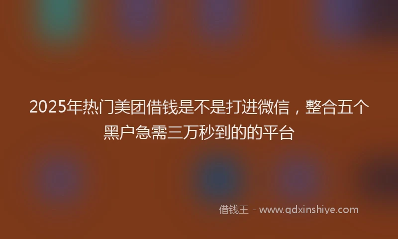 2025年热门美团借钱是不是打进微信，整合五个黑户急需三万秒到的的平台