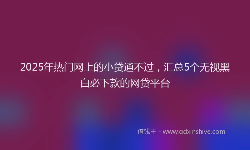 2025年热门网上的小贷通不过，汇总5个无视黑白必下款的网贷平台