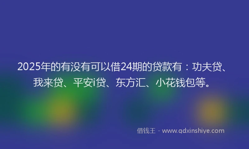 2025年的有没有可以借24期的贷款有：功夫贷、我来贷、平安i贷、东方汇、小花钱包等。