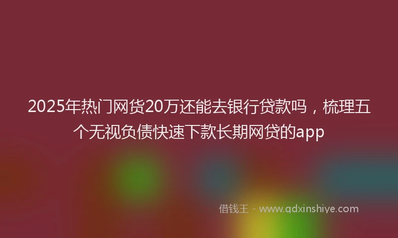 2025年热门网货20万还能去银行贷款吗，梳理五个无视负债快速下款长期网贷的app