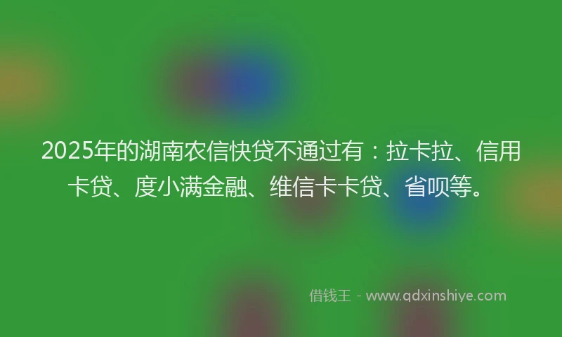2025年的湖南农信快贷不通过有：拉卡拉、信用卡贷、度小满金融、维信卡卡贷、省呗等。