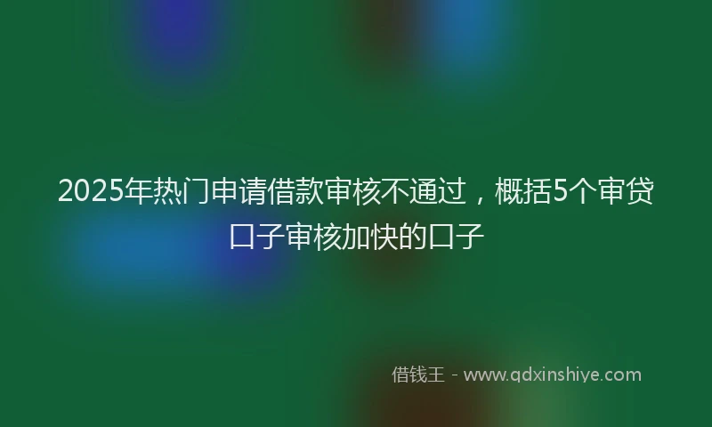 2025年热门申请借款审核不通过，概括5个审贷口子审核加快的口子