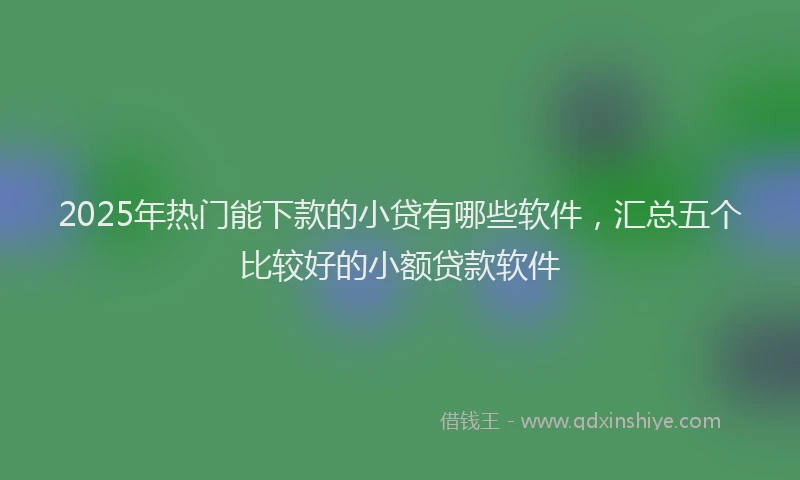 2025年热门能下款的小贷有哪些软件，汇总五个比较好的小额贷款软件