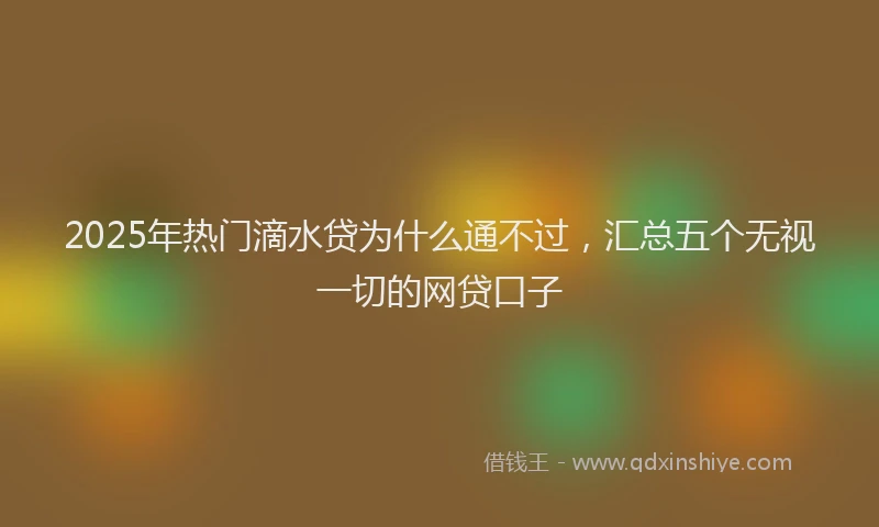 2025年热门滴水贷为什么通不过，汇总五个无视一切的网贷口子