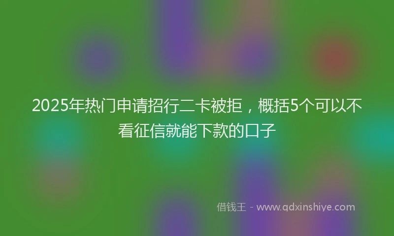 2025年热门申请招行二卡被拒，概括5个可以不看征信就能下款的口子