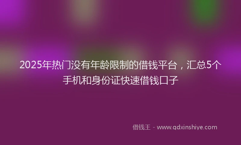 2025年热门没有年龄限制的借钱平台，汇总5个手机和身份证快速借钱口子