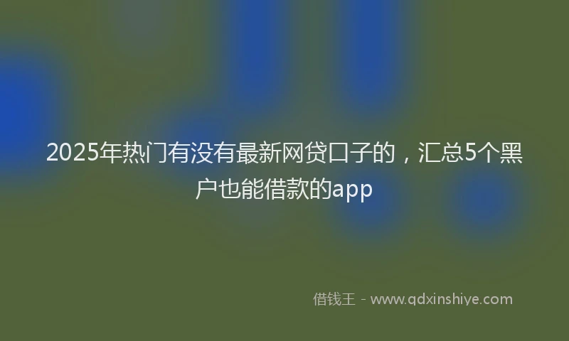 2025年热门有没有最新网贷口子的，汇总5个黑户也能借款的app