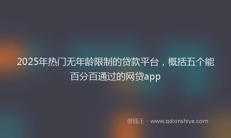 2025年热门无年龄限制的贷款平台，概括五个能百分百通过的网贷app