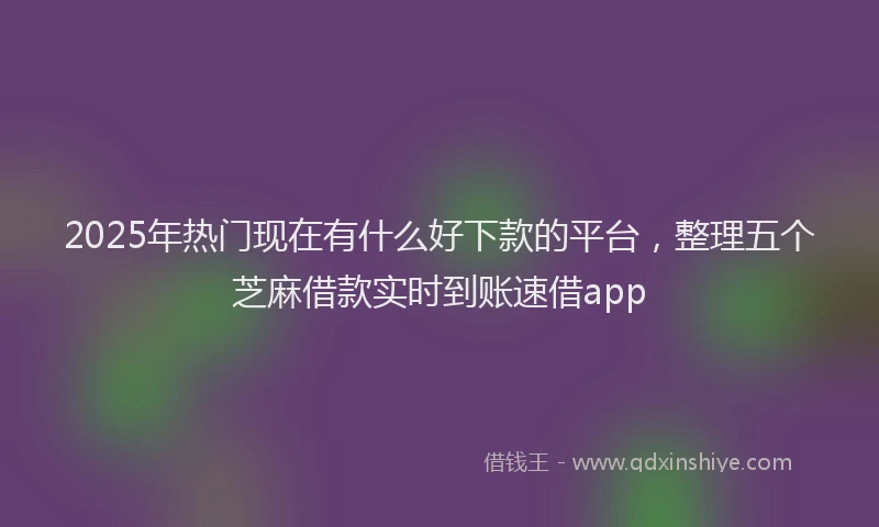 2025年热门现在有什么好下款的平台，整理五个芝麻借款实时到账速借app