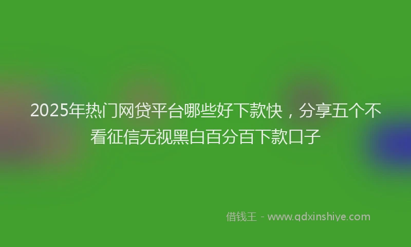 2025年热门网贷平台哪些好下款快，分享五个不看征信无视黑白百分百下款口子