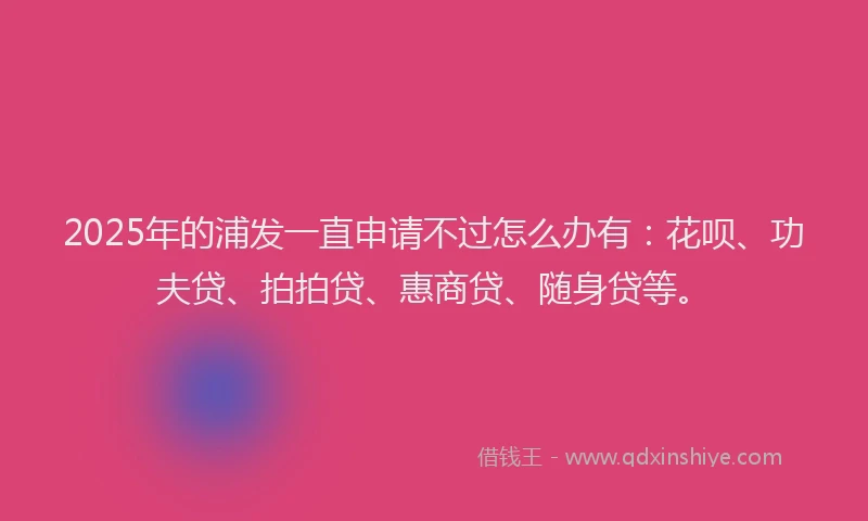 2025年的浦发一直申请不过怎么办有：花呗、功夫贷、拍拍贷、惠商贷、随身贷等。