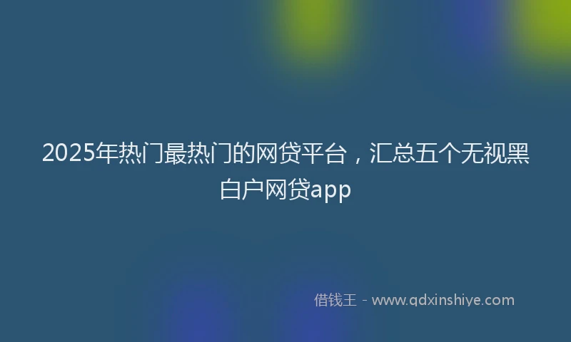 2025年热门最热门的网贷平台，汇总五个无视黑白户网贷app