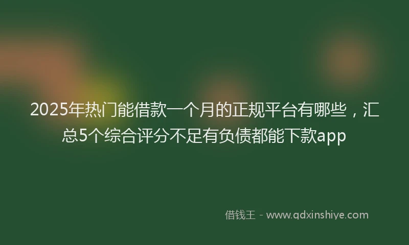 2025年热门能借款一个月的正规平台有哪些，汇总5个综合评分不足有负债都能下款app