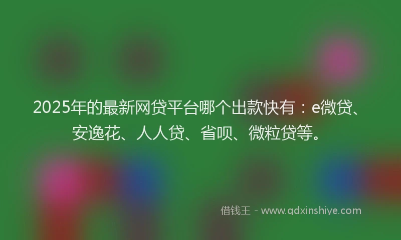 2025年的最新网贷平台哪个出款快有：e微贷、安逸花、人人贷、省呗、微粒贷等。