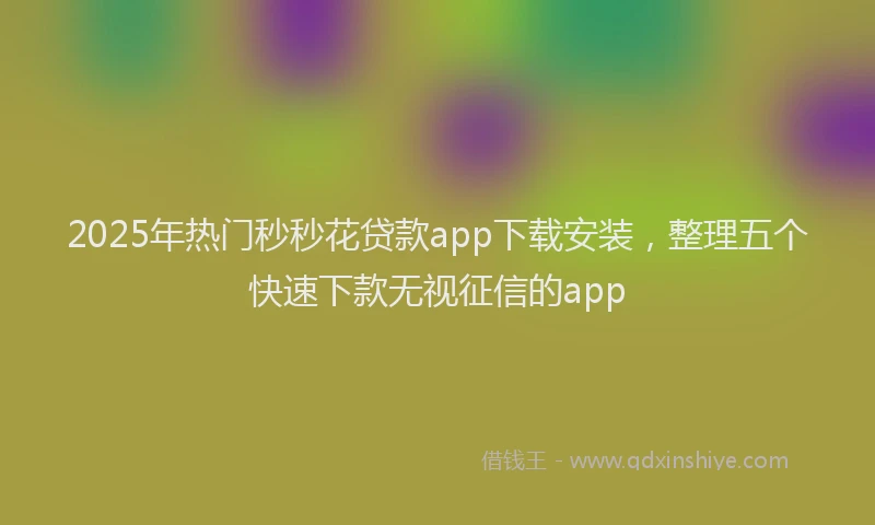 2025年热门秒秒花贷款app下载安装，整理五个快速下款无视征信的app