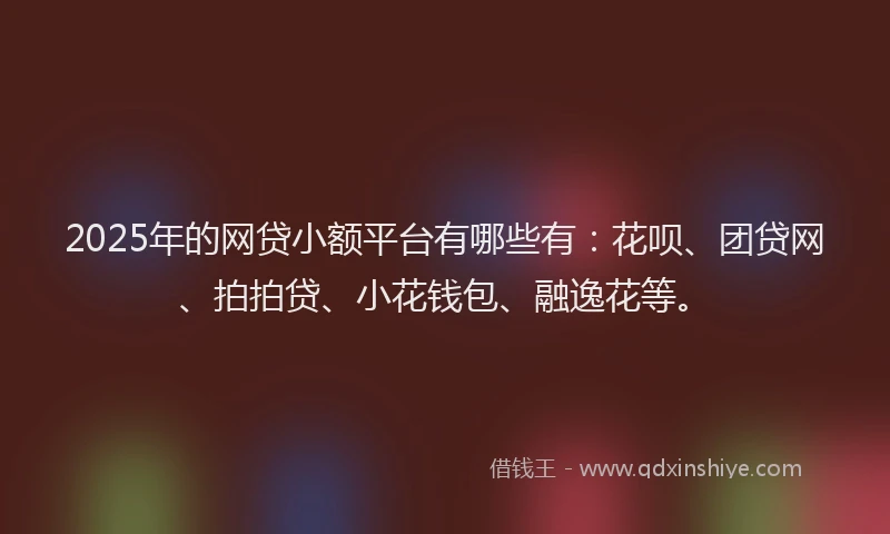 2025年的网贷小额平台有哪些有：花呗、团贷网、拍拍贷、小花钱包、融逸花等。