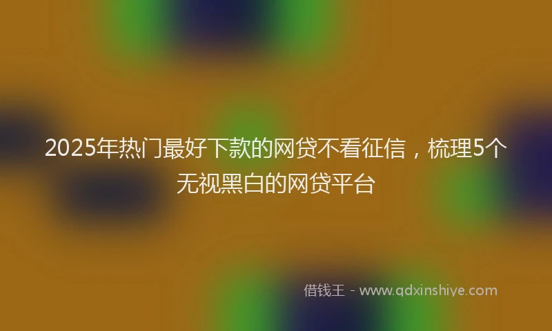 2025年热门最好下款的网贷不看征信，梳理5个无视黑白的网贷平台