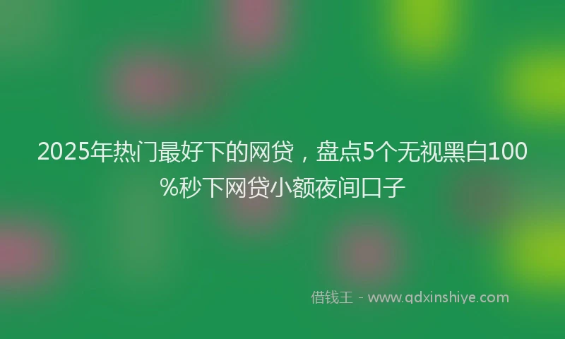 2025年热门最好下的网贷，盘点5个无视黑白100%秒下网贷小额夜间口子