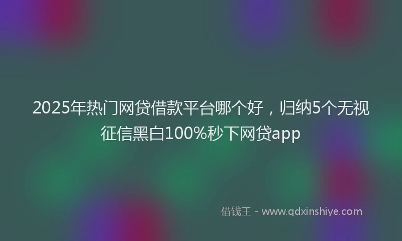 2025年热门网贷借款平台哪个好，归纳5个无视征信黑白100%秒下网贷app