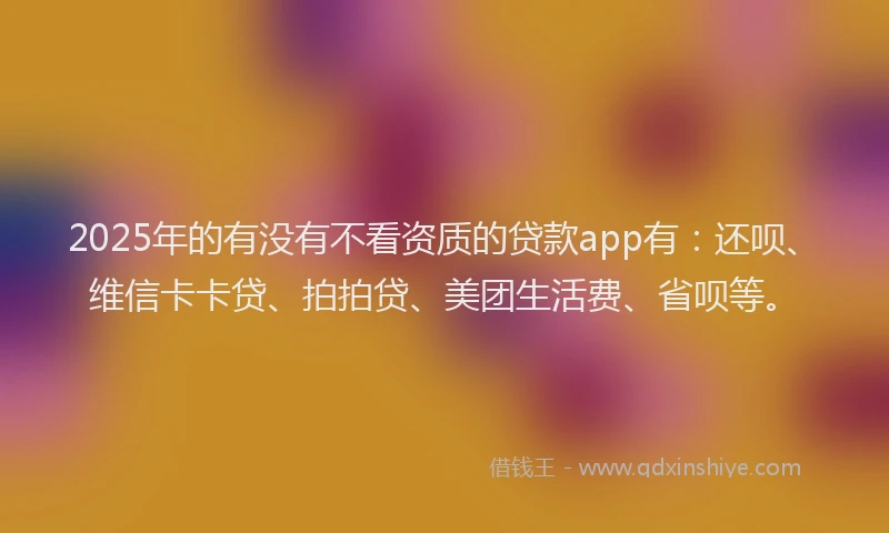 2025年的有没有不看资质的贷款app有：还呗、维信卡卡贷、拍拍贷、美团生活费、省呗等。