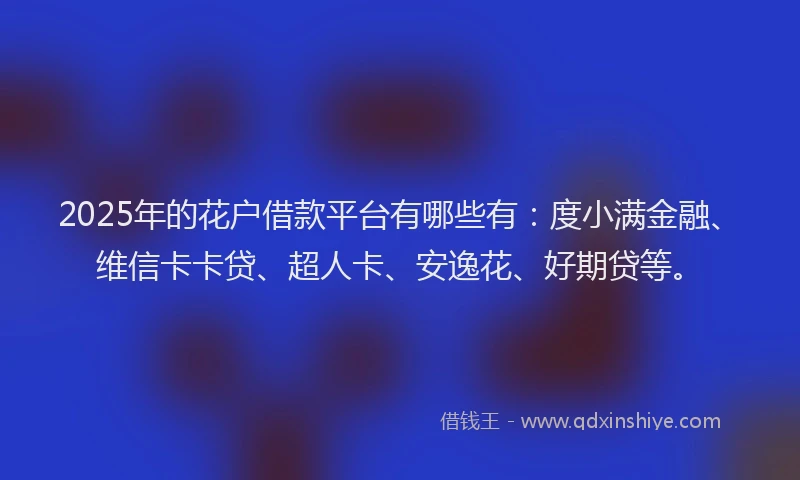 2025年的花户借款平台有哪些有：度小满金融、维信卡卡贷、超人卡、安逸花、好期贷等。